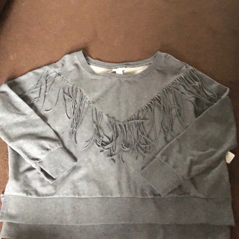NWT Amuse Society fringe gray sweater/sweatshirt